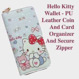 Hello Kitty Wallet Organizer in Blue With Card and Coin Holder - Full Zipper